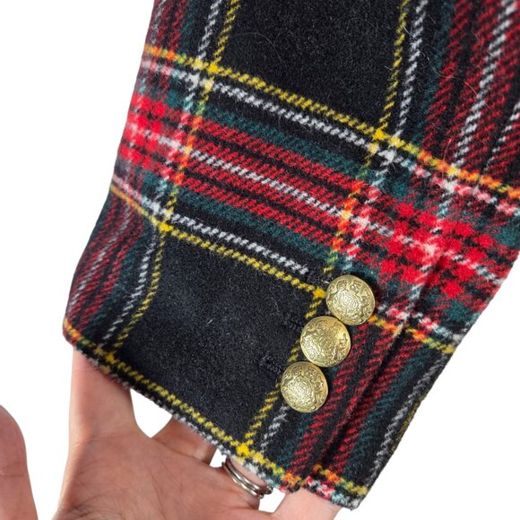 J Crew Stewart Tartan Wool-Blend Schoolboy Blazer Jacket Plaid Black Red Holiday - Picture 7 of 14